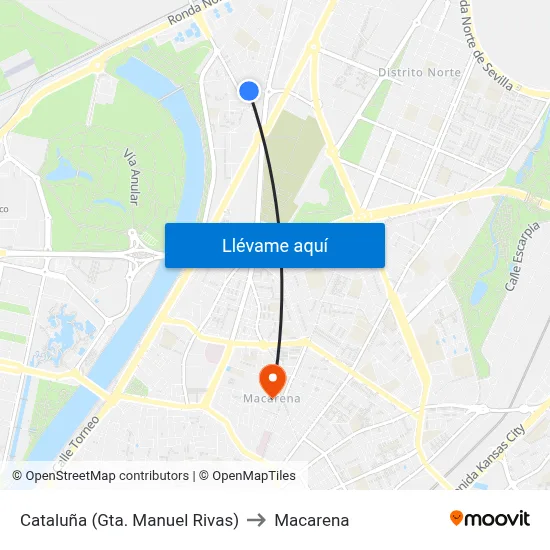 Cataluña (Gta. Manuel Rivas) to Macarena map