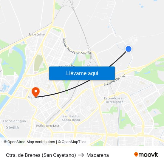 Ctra. de Brenes (San Cayetano) to Macarena map