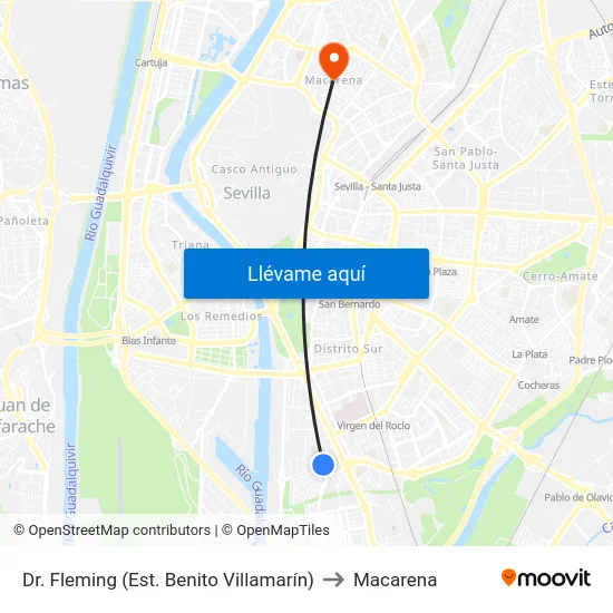 Dr. Fleming (Est. Benito Villamarín) to Macarena map