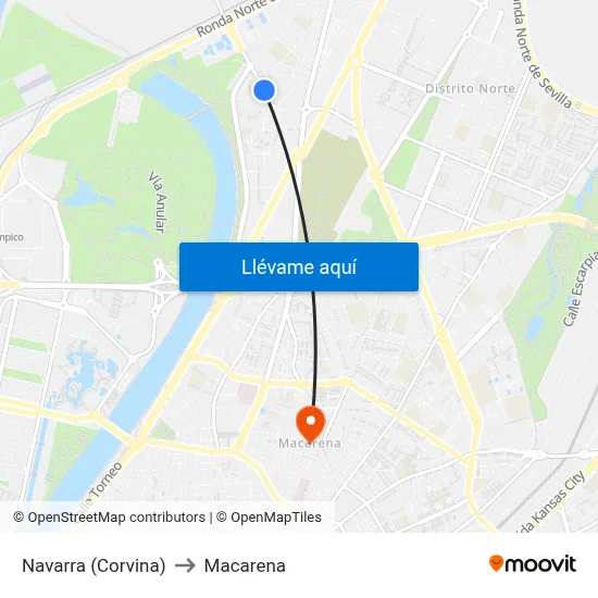 Navarra (Corvina) to Macarena map