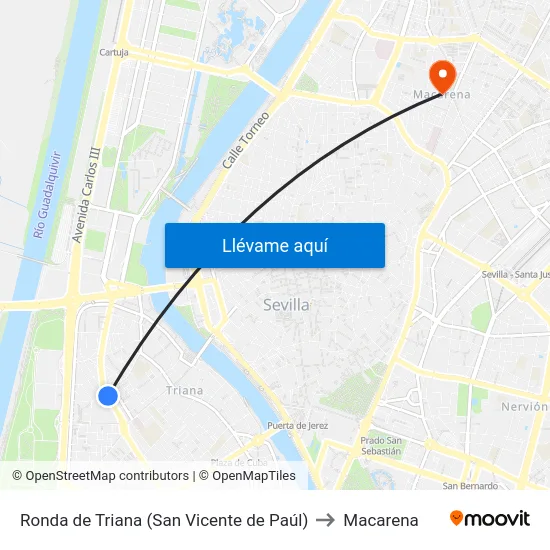 Ronda de Triana (San Vicente de Paúl) to Macarena map