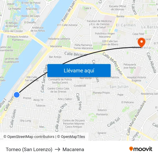 Torneo (San Lorenzo) to Macarena map