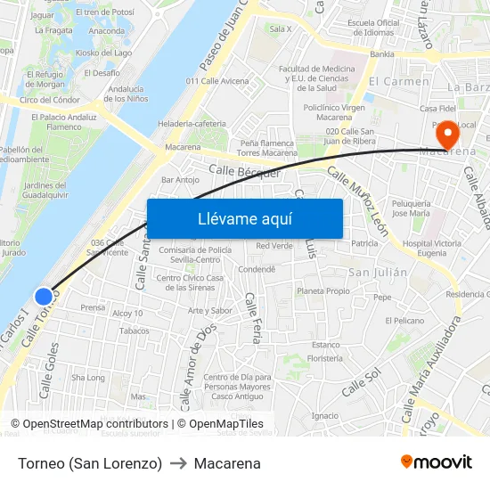 Torneo (San Lorenzo) to Macarena map