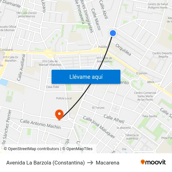 Avenida La Barzola (Constantina) to Macarena map