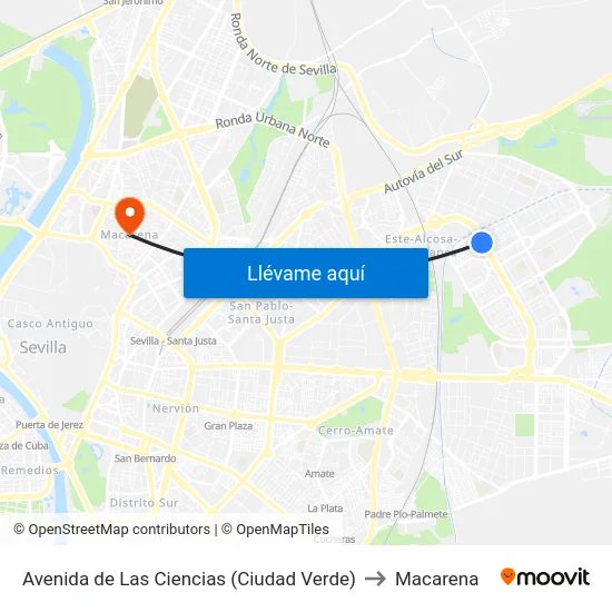 Avenida de Las Ciencias (Ciudad Verde) to Macarena map
