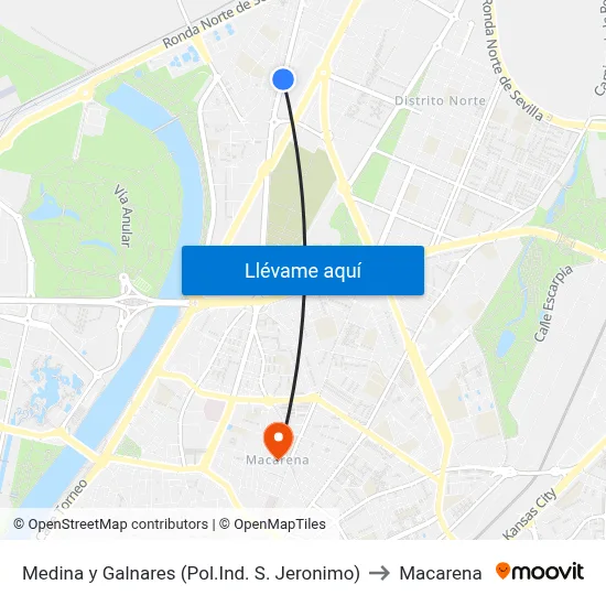 Medina y Galnares (Pol.Ind. S. Jeronimo) to Macarena map