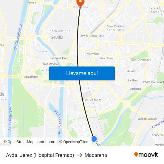 Avda. Jerez (Hospital Fremap) to Macarena map
