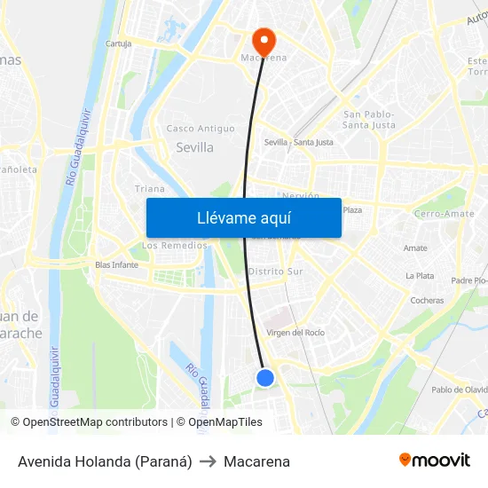Avenida Holanda (Paraná) to Macarena map