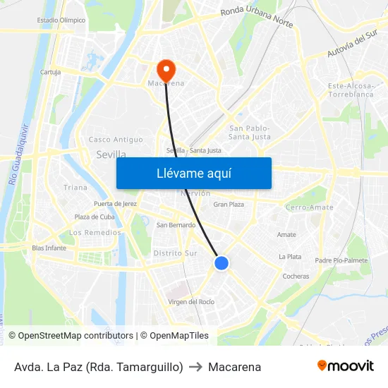 Avda. La Paz (Rda. Tamarguillo) to Macarena map