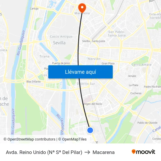 Avda. Reino Unido (Nª Sª Del Pilar) to Macarena map