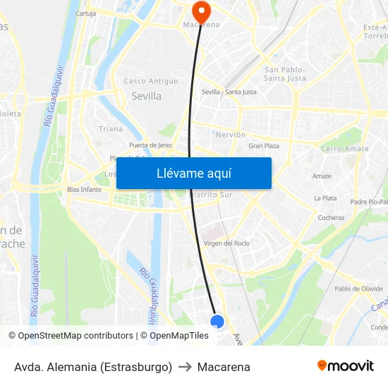 Avda. Alemania (Estrasburgo) to Macarena map