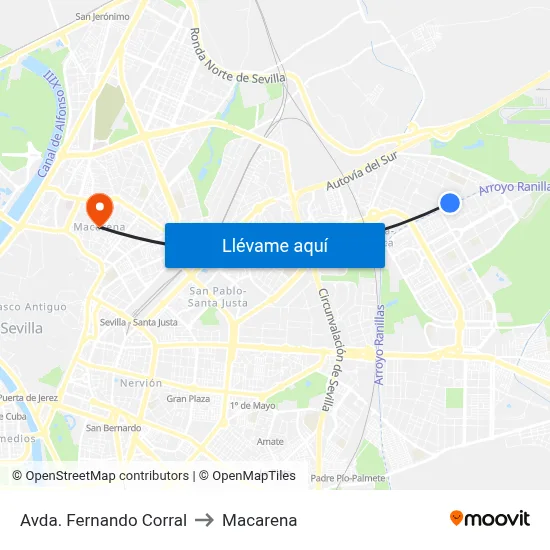 Avda. Fernando Corral to Macarena map