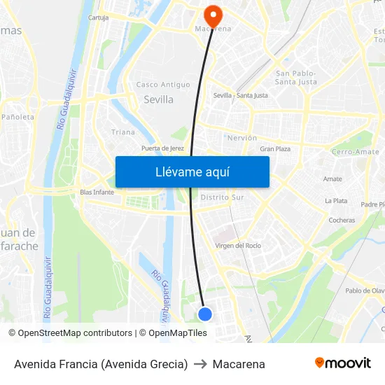 Avenida Francia (Avenida Grecia) to Macarena map