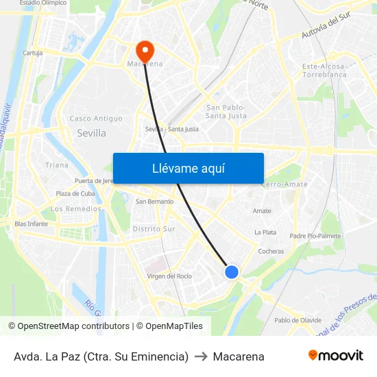 Avda. La Paz (Ctra. Su Eminencia) to Macarena map