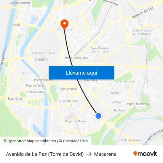 Avenida de La Paz (Torre de David) to Macarena map