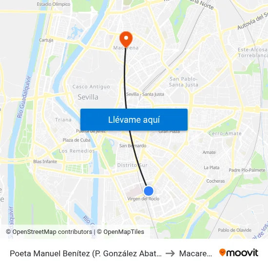 Poeta Manuel Benítez (P. González Abato) to Macarena map