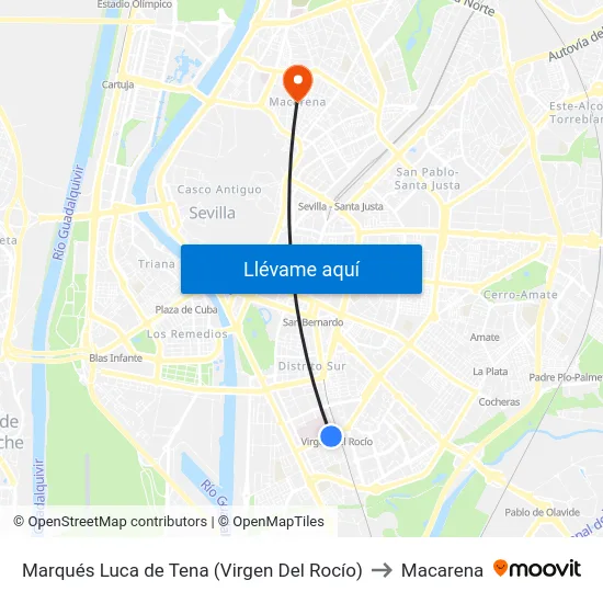 Marqués Luca de Tena (Virgen Del Rocío) to Macarena map