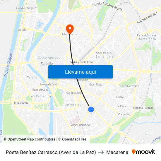 Poeta Benítez Carrasco (Avenida La Paz) to Macarena map