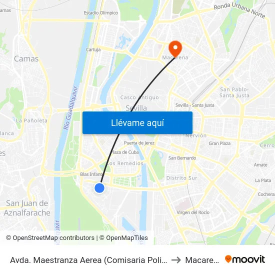 Avda. Maestranza Aerea (Comisaria Policia) to Macarena map