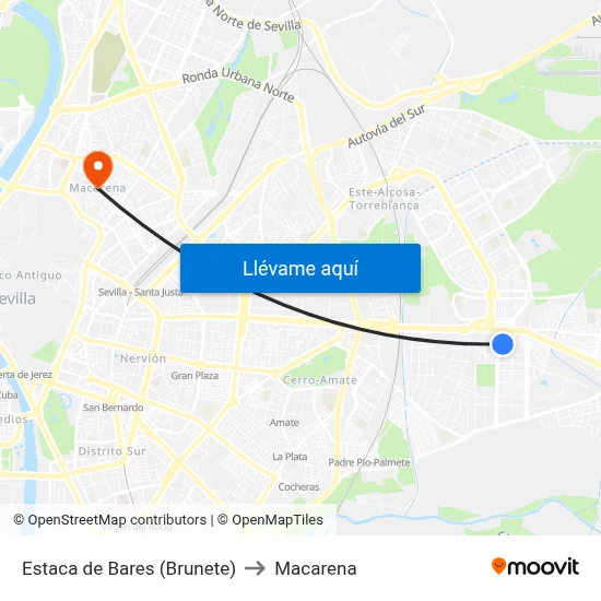 Estaca de Bares (Brunete) to Macarena map