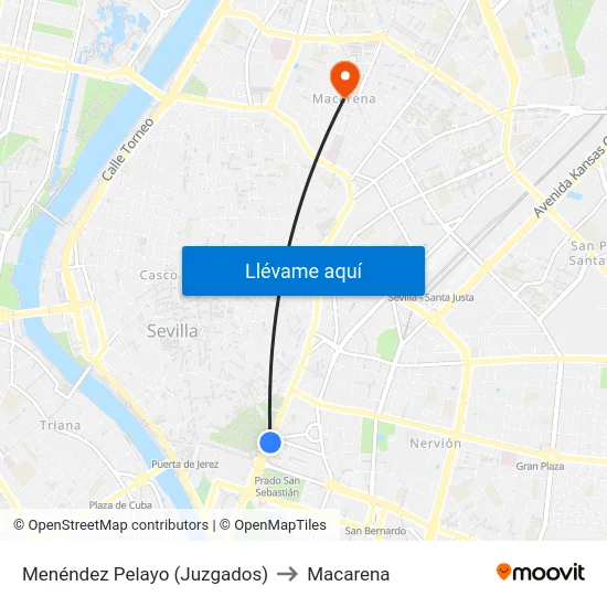 Menéndez Pelayo (Juzgados) to Macarena map