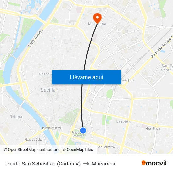 Prado San Sebastián (Carlos V) to Macarena map