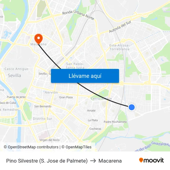 Pino Silvestre (S. Jose de Palmete) to Macarena map