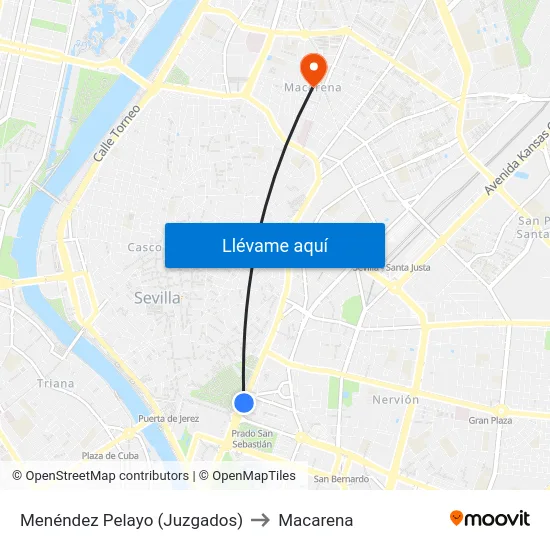 Menéndez Pelayo (Juzgados) to Macarena map