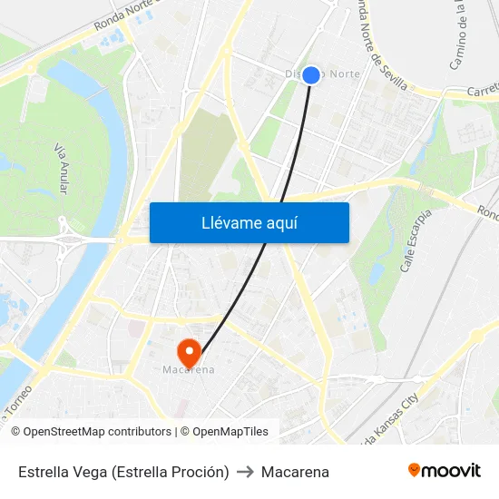 Estrella Vega (Estrella Proción) to Macarena map