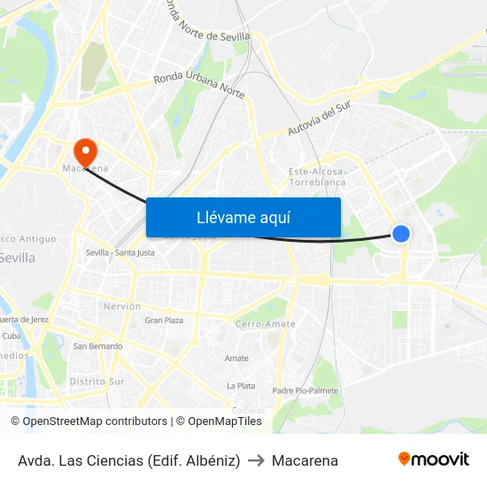 Avda. Las Ciencias (Edif. Albéniz) to Macarena map