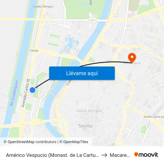 Américo Vespucio (Monast. de La Cartuja) to Macarena map