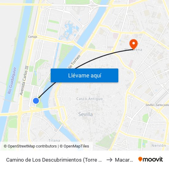 Camino de Los Descubrimientos (Torre Sevilla) to Macarena map