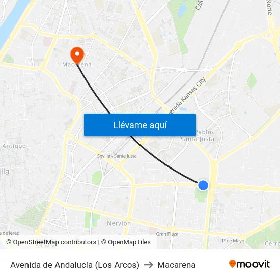 Avenida de Andalucía (Los Arcos) to Macarena map