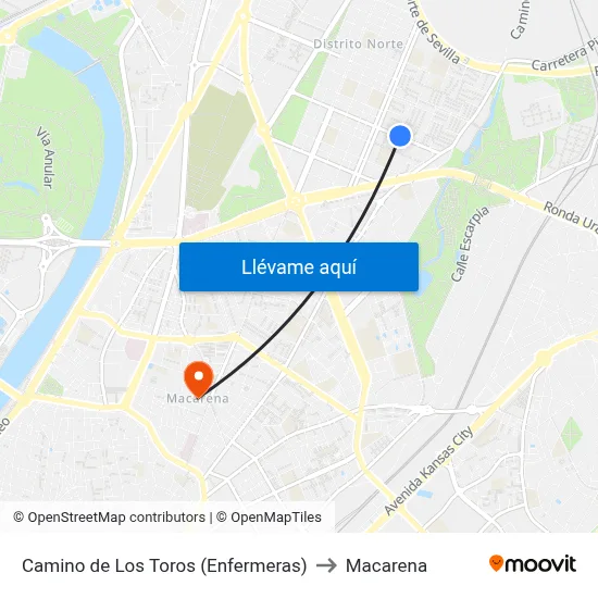 Camino de Los Toros (Enfermeras) to Macarena map