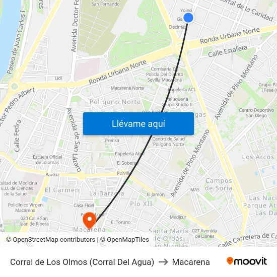 Corral de Los Olmos (Corral Del Agua) to Macarena map