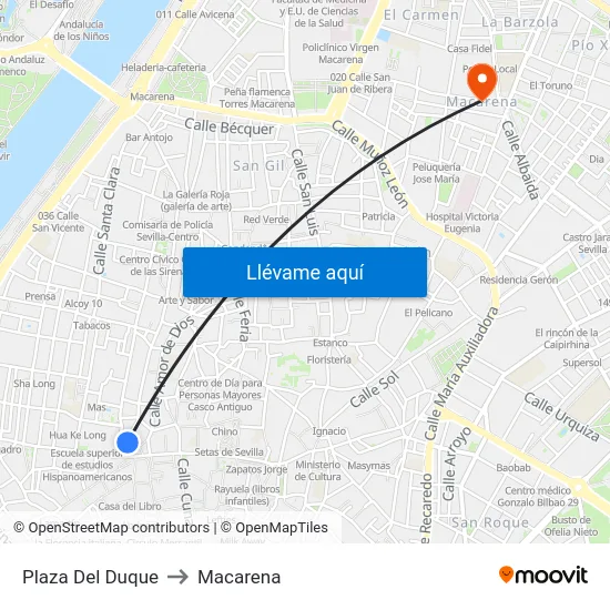 Plaza Del Duque to Macarena map