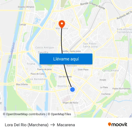 Lora Del Rio (Marchena) to Macarena map