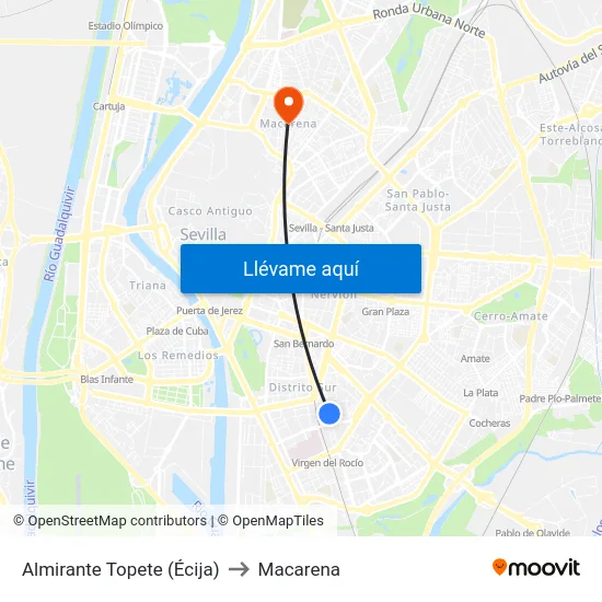 Almirante Topete (Écija) to Macarena map