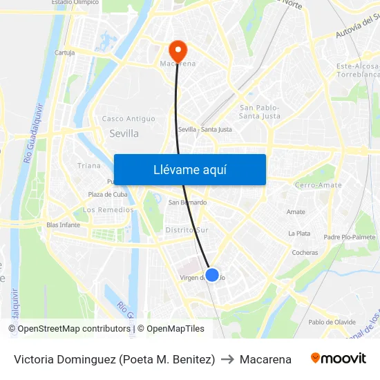 Victoria Dominguez (Poeta M. Benitez) to Macarena map