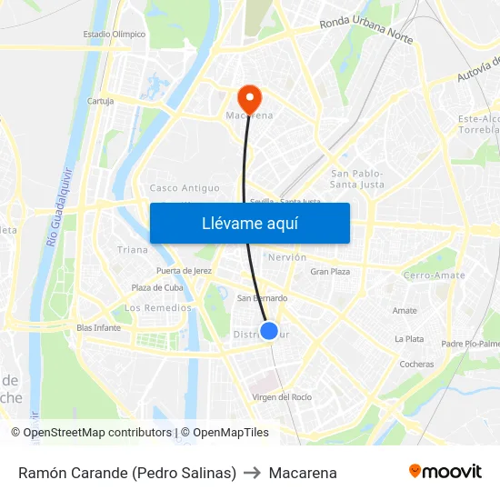 Ramón Carande (Pedro Salinas) to Macarena map