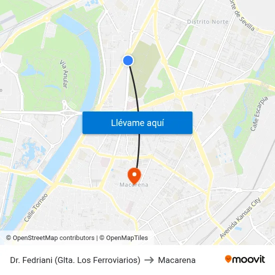 Dr. Fedriani (Glta. Los Ferroviarios) to Macarena map