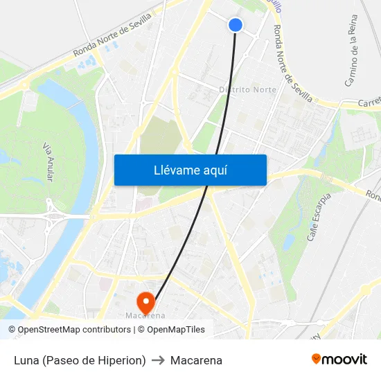 Luna (Paseo de Hiperion) to Macarena map