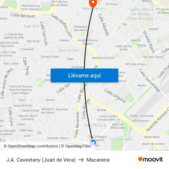 J.A. Cavestany (Juan de Vera) to Macarena map