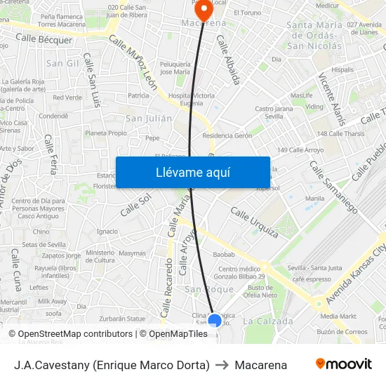 J.A.Cavestany (Enrique Marco Dorta) to Macarena map