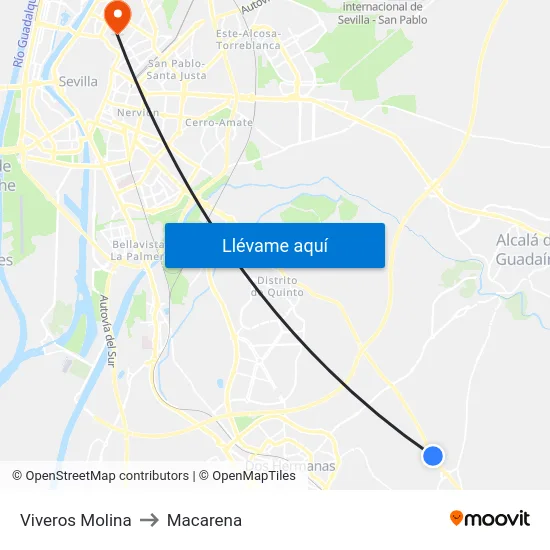 Viveros Molina to Macarena map