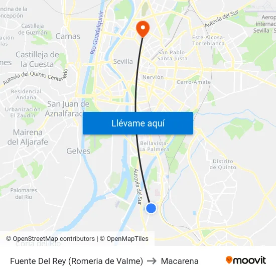 Fuente Del Rey (Romeria de Valme) to Macarena map