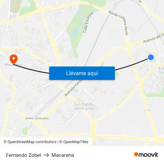Fernando Zobel to Macarena map