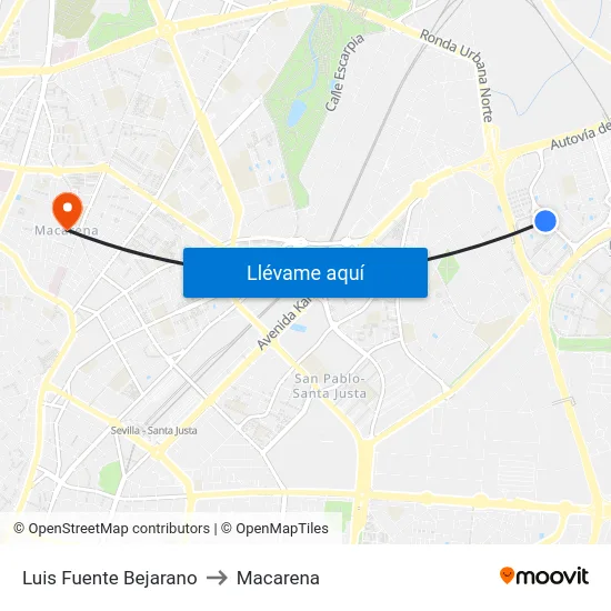 Luis Fuente Bejarano to Macarena map