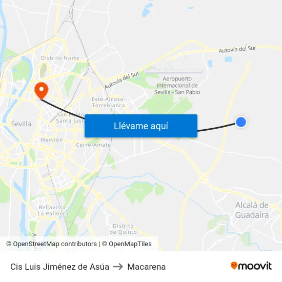 Cis Luis Jiménez de Asúa to Macarena map