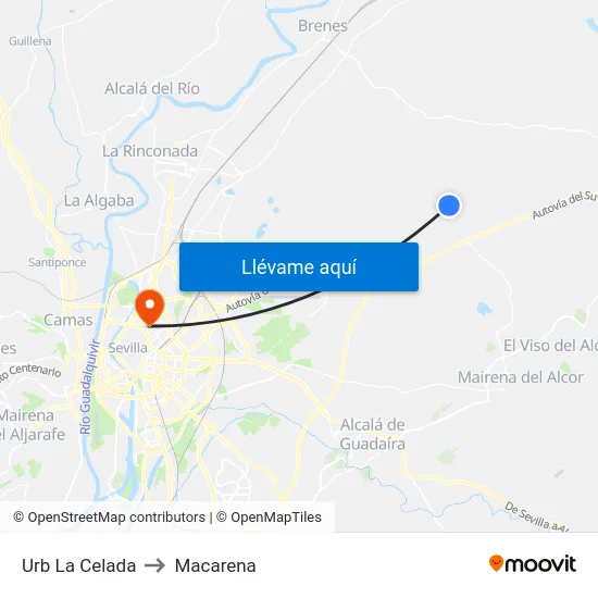 Urb La Celada to Macarena map